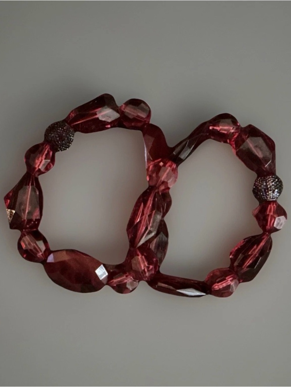 Wooden Necklace Blk,Pink Cream,Ball Earring,2 Burgundy Bracelets Blue Triple One